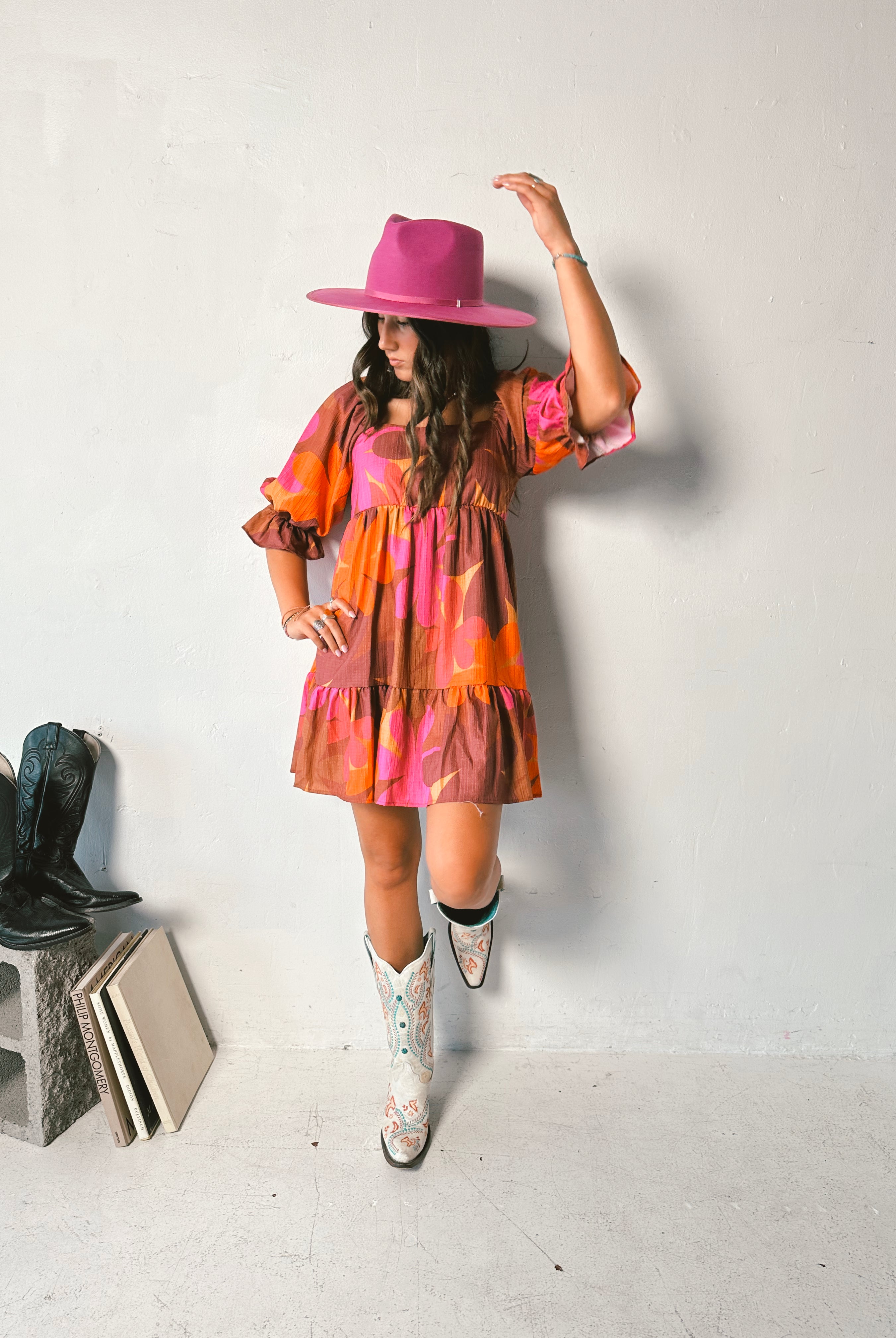 Chesney Retro Floral Babydoll Dress-Golden Desert Boutique-Golden Desert Boutique, Women's Fashion and Accessories located in Surprise, AZ