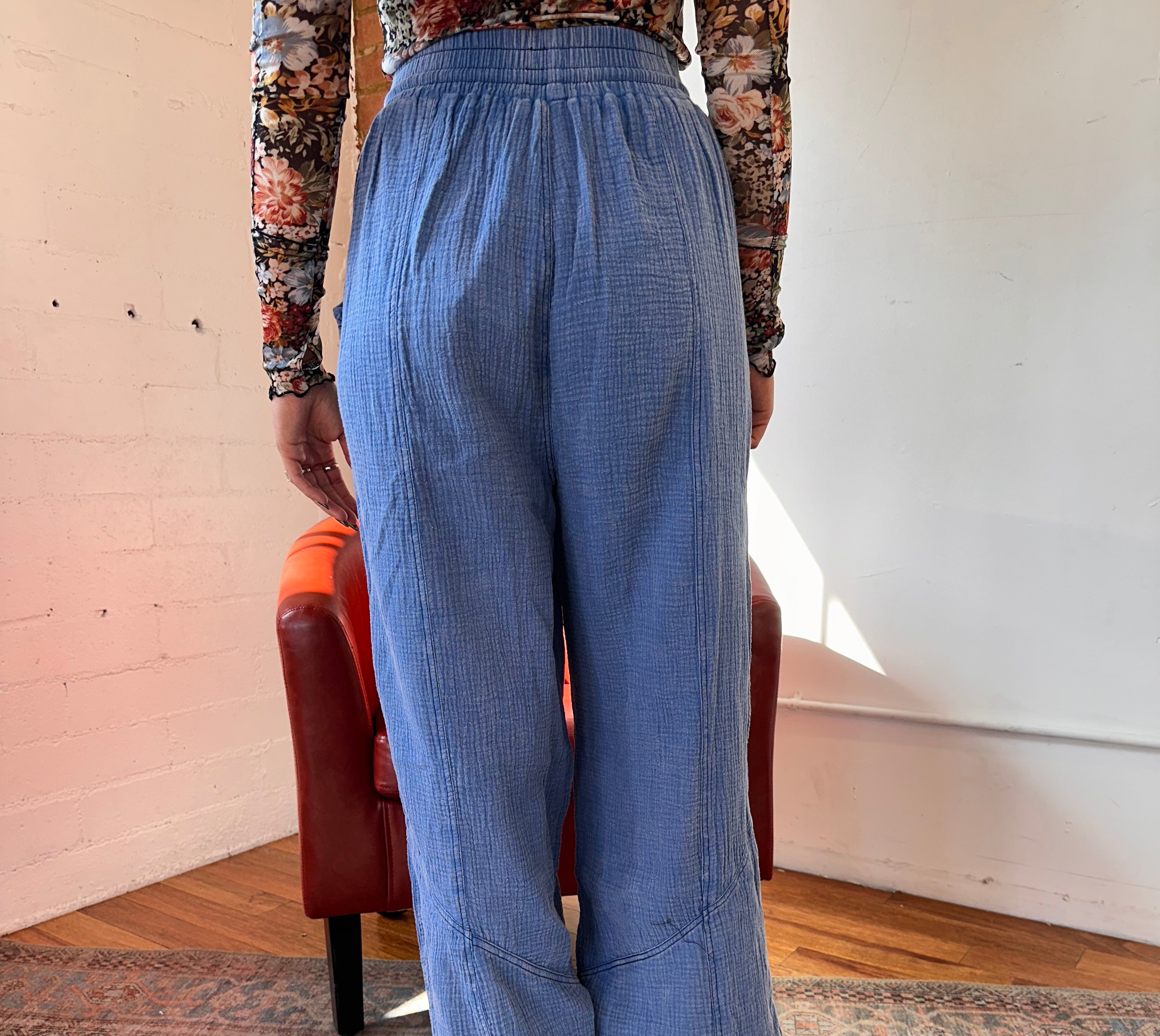 Denim Mineral Washed Crinkle Cotton Parachute Pants-Golden Desert Boutique-Golden Desert Boutique, Women's Fashion and Accessories located in Surprise, AZ