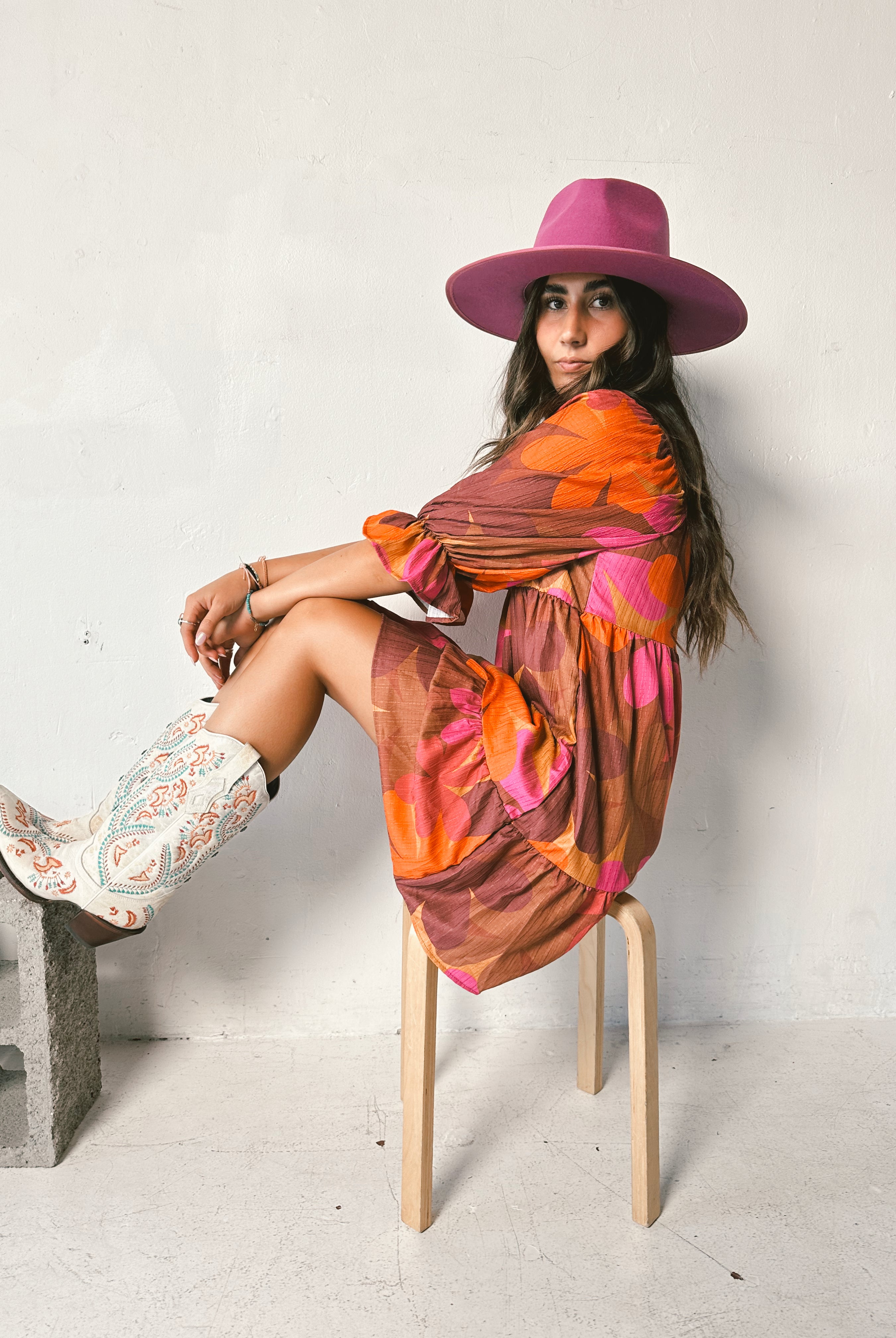 Chesney Retro Floral Babydoll Dress-Golden Desert Boutique-Golden Desert Boutique, Women's Fashion and Accessories located in Surprise, AZ