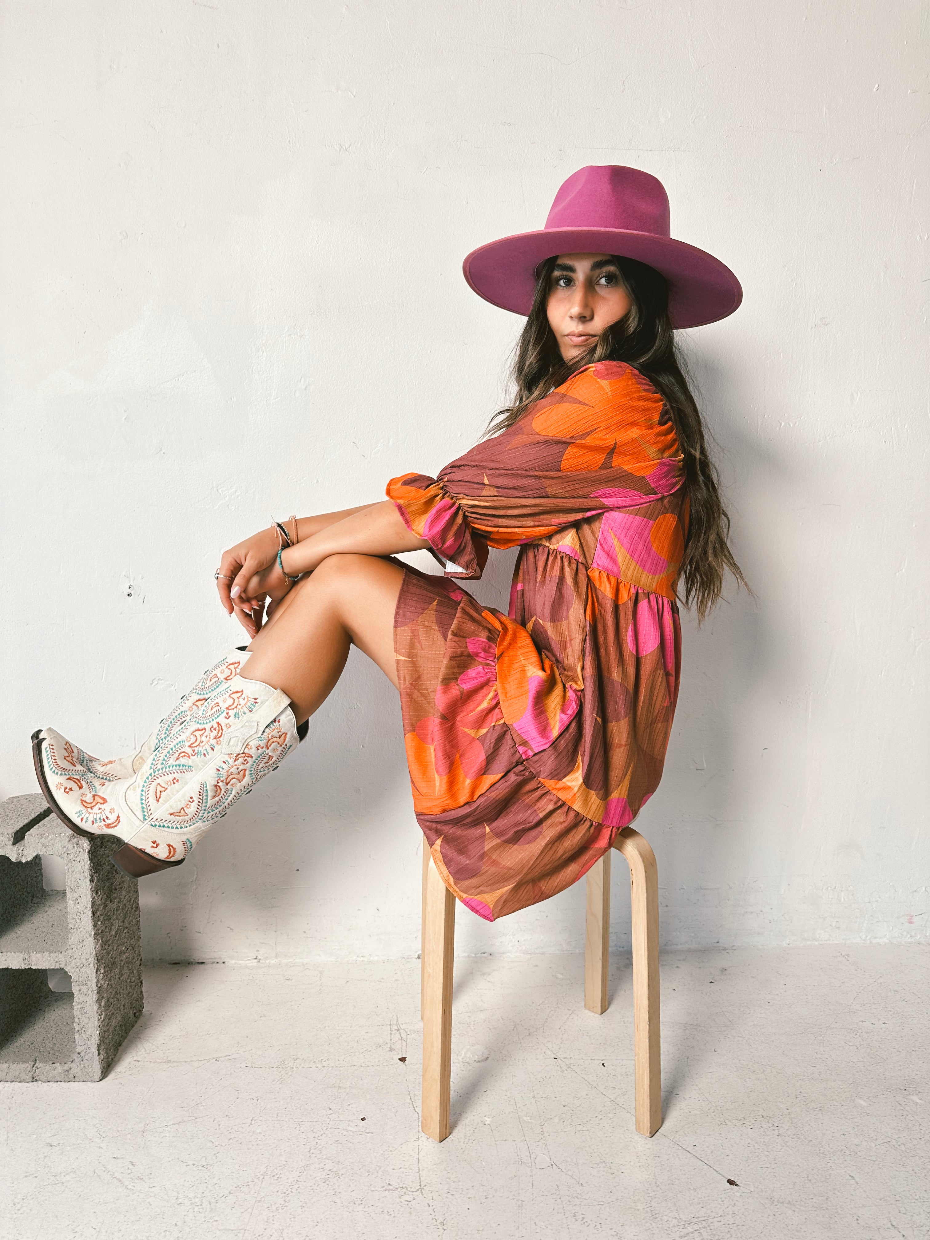 Chesney Retro Floral Babydoll Dress-Golden Desert Boutique-Golden Desert Boutique, Women's Fashion and Accessories located in Surprise, AZ