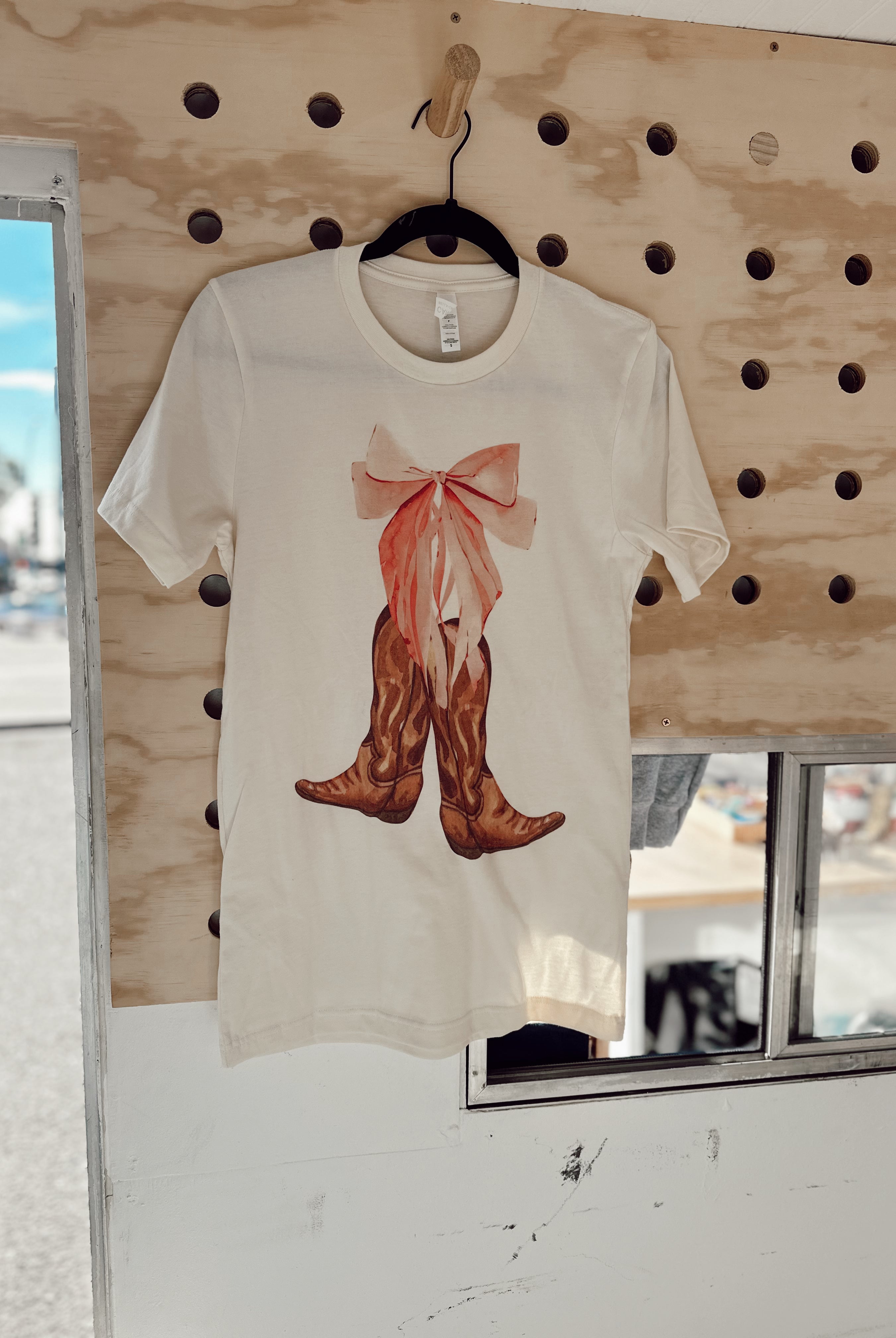 Cowgirl Boots and Pink Bow Tee-Golden Desert Boutique-Golden Desert Boutique, Women's Fashion and Accessories located in Surprise, AZ