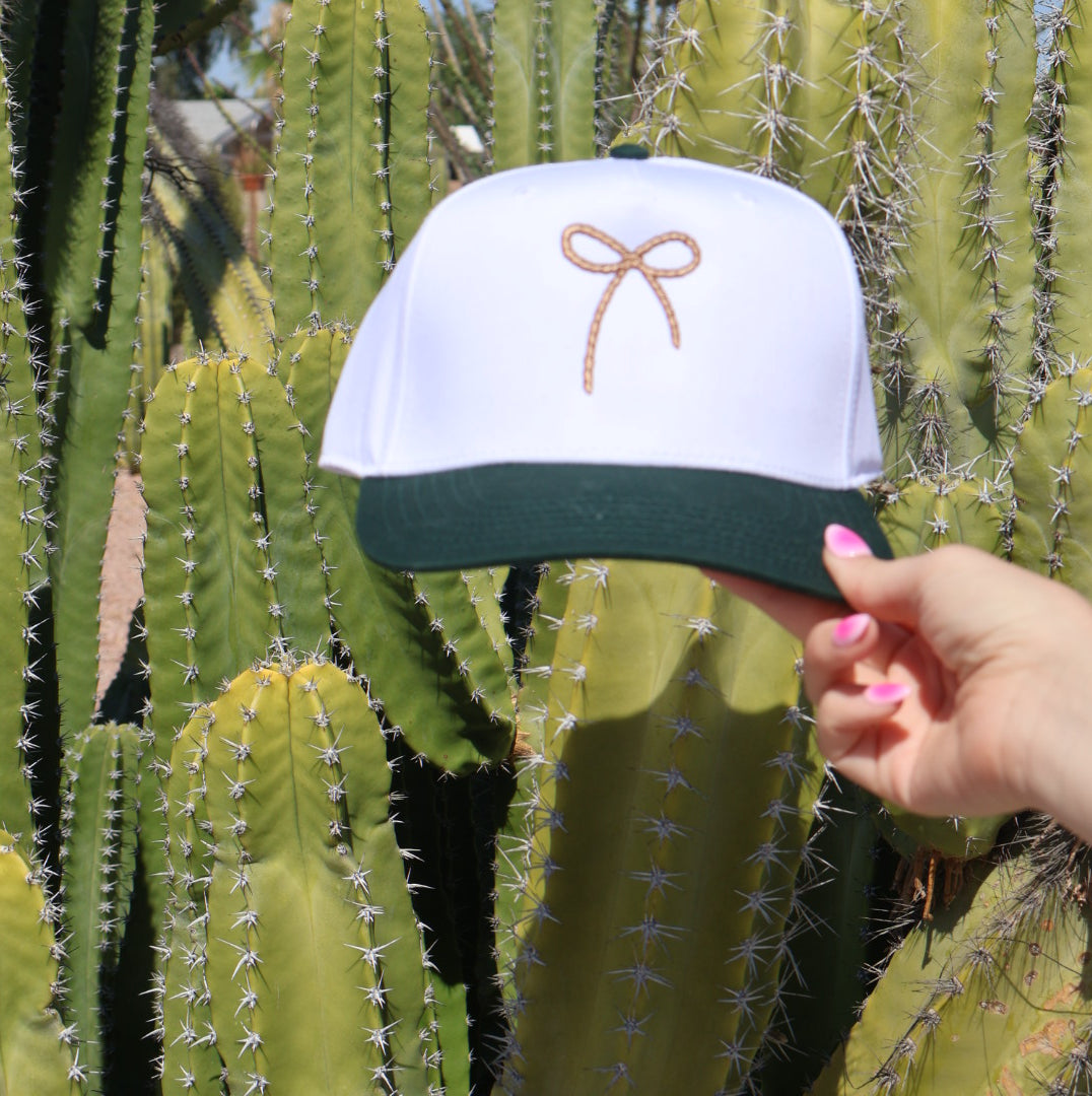 Embroidered Rope Bow Adjustable Trucker Cap-Golden Desert Boutique-Golden Desert Boutique, Women's Fashion and Accessories located in Surprise, AZ
