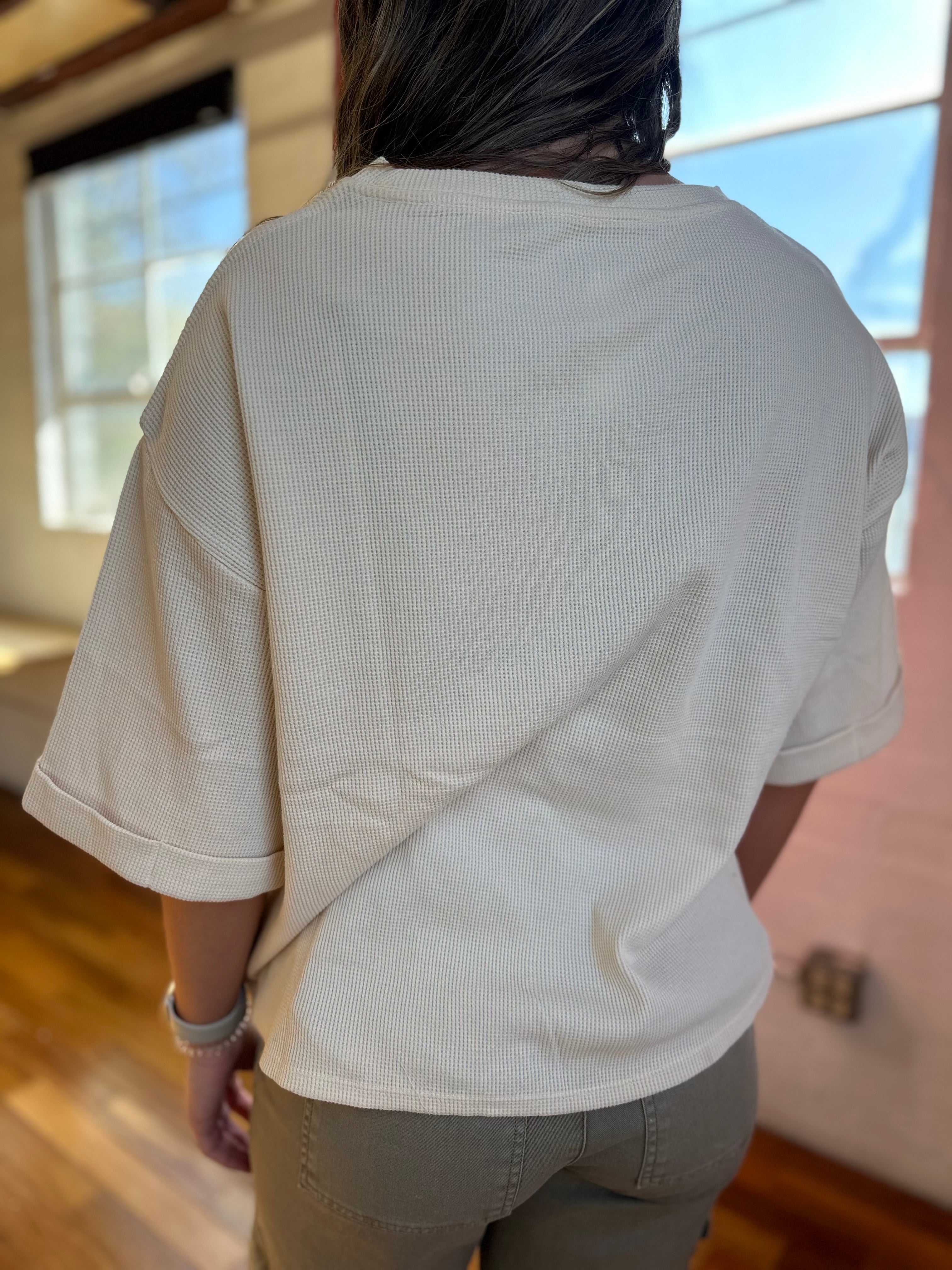 Nashville Music City Tour Waffle Knit Graphic Top-Golden Desert Boutique-Golden Desert Boutique, Women's Fashion and Accessories located in Surprise, AZ