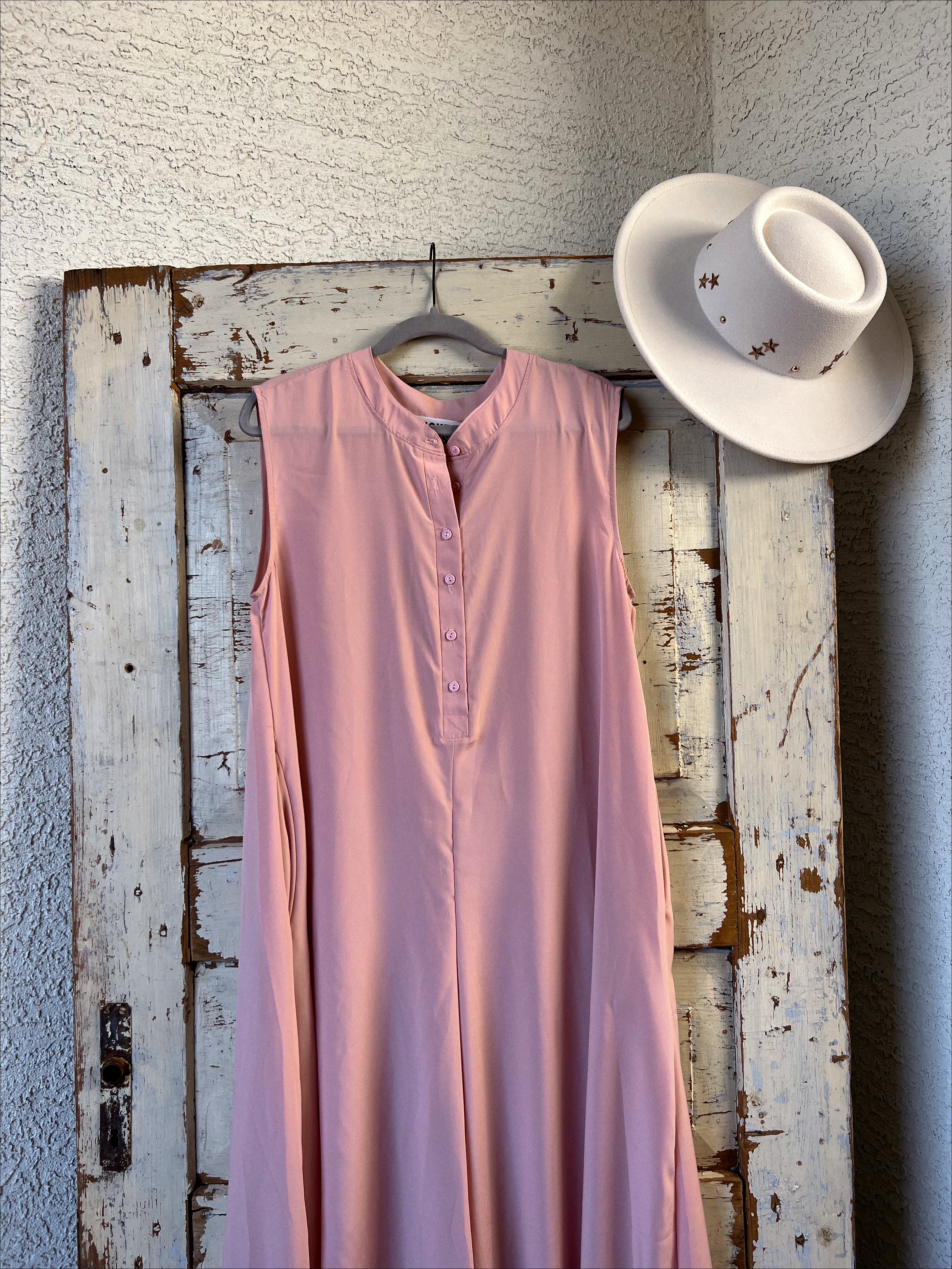 Blush Wide Leg Satin Pink Jumpsuit-Golden Desert Boutique-Golden Desert Boutique, Women's Fashion and Accessories located in Surprise, AZ